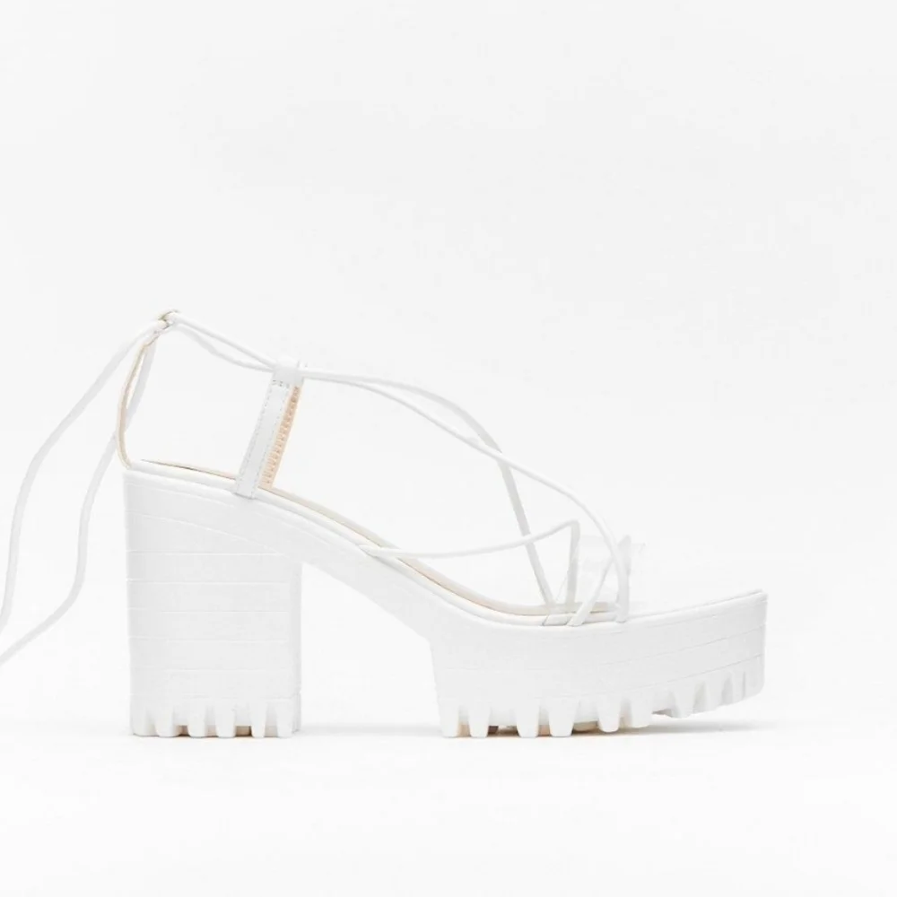 Nasty Gal white strappy platform, 4